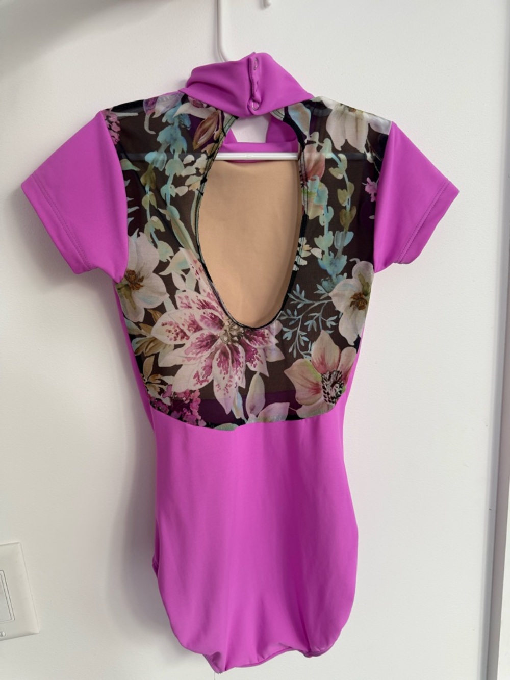 Eleve Dancewear Sally leotard with mesh floral Keyhole back